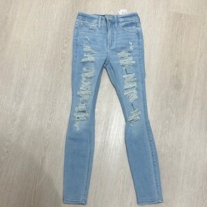 Hollister Sky Blue Ripped Skinny Jeans